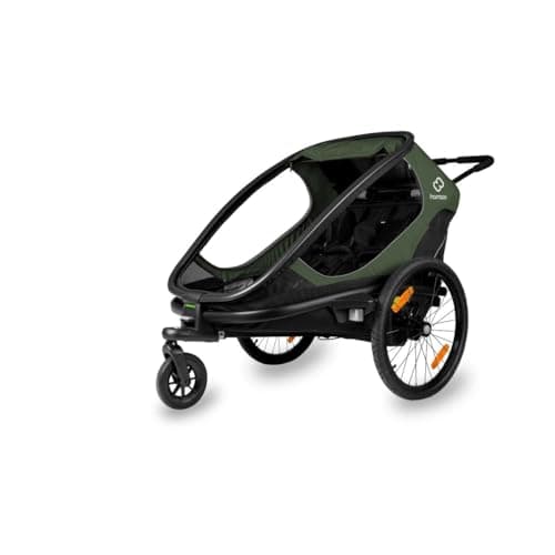 Image of Hamax Outback Twin Child Bike Trailer: Green/Black