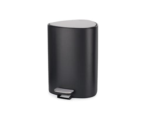 Image of Joseph Joseph EasyStore Stainless steel 5 Litre Pedal Bin with Bin Liner Storage, Soft-Close Lid, Removable Inner Bucket, for Bathroom, Bedroom, Office, Matt Black