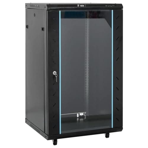 Image of vidaXL 18U Network Cabinet - Cold-Rolled Steel Server Rack, Black, 60x60x100 cm