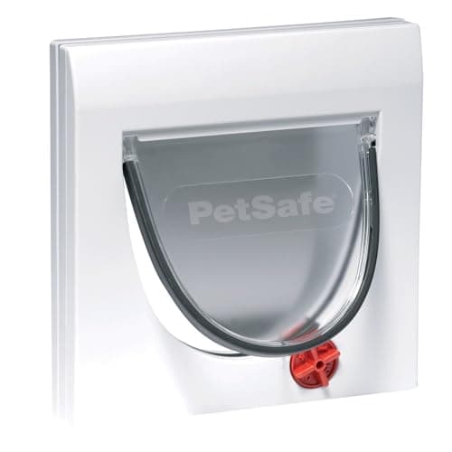 Image of PetSafe Manual 4 Way Locking Classic Cat Flap - Flexible Access, Durable Design - White, Tunnel included