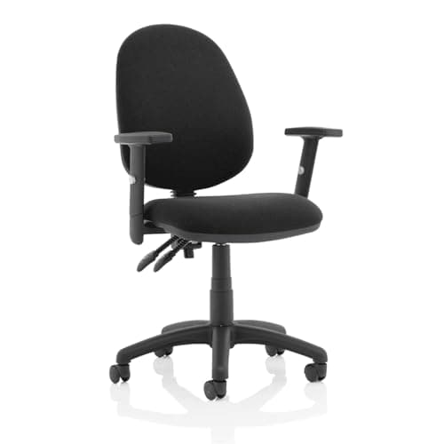 Image of Dynamic KC0027 Eclipse II Lever Task Operator Chair with Height Adjustable Arms - Black with Height Adjustable Arms Matching Bespoke Colour Black Fabric