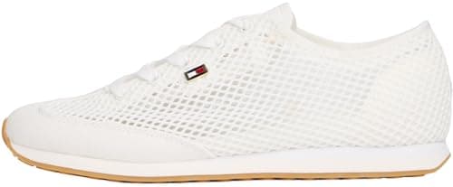 Image of Tommy Hilfiger Women’s Mesh Low Profile Runner Trainers, White (Ecru), 6