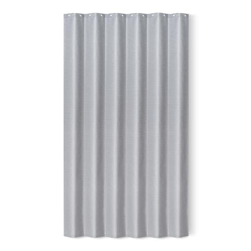Image of Amazon Basics Shower Curtain for Bathroom, Quick-Drying, Waffle Texture, Water-Repellent, Weighted Hem, Metal Grommets with 12 Hooks, 183x183 cm, Grey