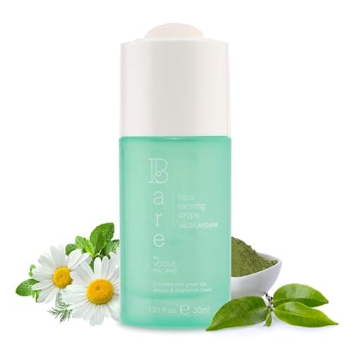 Image of Bare By Vogue Face Tanning Drops - Medium/Dark, Customisable Sun-Kissed Glow - Infused with Green Tea, Chamomile, and Pomegranate Extract - For Smooth, Hydrating & Radiant Skin (30ml)