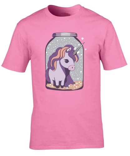Image of Hippowarehouse Unicorn in a Magical jar Unisex Short Sleeve t-Shirt Large Adult Pink