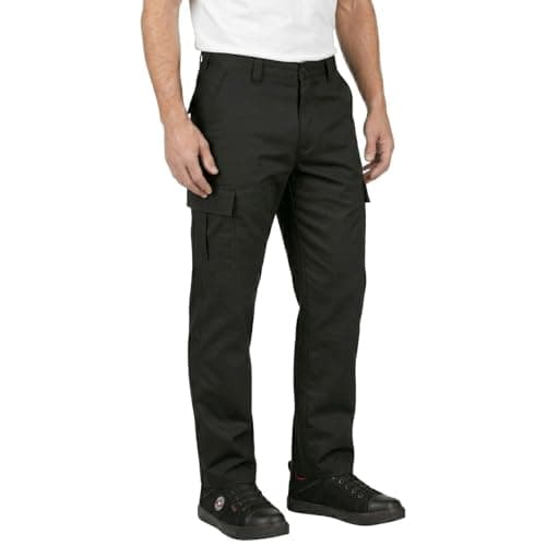 Image of Lee Cooper Men's Cargo Trousers with Multi Pocket Easy Care Safety Workwear Pants Durable Heavy-Duty Work Trouser Regular Fit Button & Zip Closure Pant for Men Casual Wear (Black, 36W / 31L)