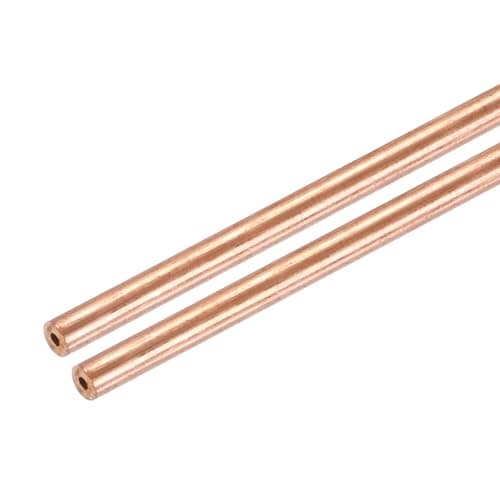 Image of sourcing map Copper Round Tube, 2mm OD x 0.5mm Wall Thickness x 300mm(11.8") Length Pure Copper Tube Seamless Metal Straight Pipe Tubing for DIY Crafts Industry Construction(Pack of 2)