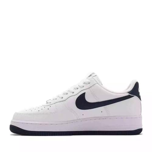 Image of Nike Air Force 1 '07 Men's Shoes (FJ4146-104, White/White/Midnight Navy), White/Midnight Navy-white, 12 UK