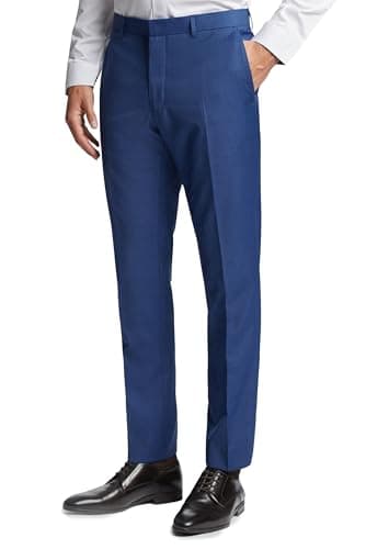 Image of Ted Baker Forbe Sharkskin Slim Fit Suit Trousers in Cobalt Blue