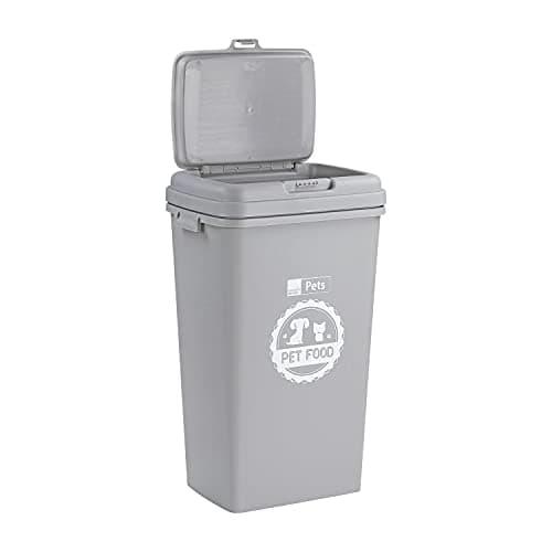 Image of Taylor & Brown 53L/25KG Grey Airtight Pet Food Storage Container Flip Top Locking System Plastic Birds Pet Dog Cat Animal Dry Food Dispenser Bin