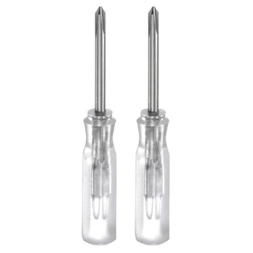 Image of sourcing map 2Pcs PH0 Mini Phillips Screwdriver 2mm Magnetic Cross Head 45mm Length for Small Appliances Repairs, Transparent