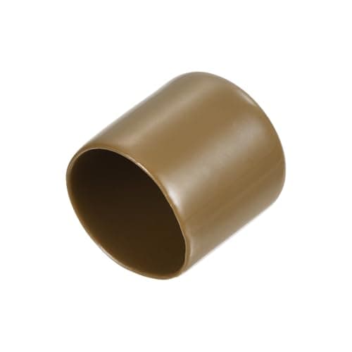 Image of sourcing map 20pcs Rubber End Caps 25mm(1 Inch) ID Vinyl PVC Round Tube Bolt Cap Cover Screw Thread Protectors Light Brown