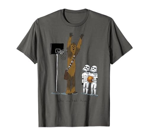 Image of Star Wars Chewbacca Basketball T-Shirt, Grey, S, Unisex, Short Sleeve, Cotton 60% Polyester 40%