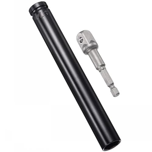 Image of TA-VIGOR 1/2" Drive Socket Accessory Set, 17mm 6-Point Deep Impact Sockets 8" Length and 1/2" to 1/4" Hex Shank Adapters, Heat-Treated CR-V Steel Socket Adapter Accessory Set Kit for Hex Bolts Nuts