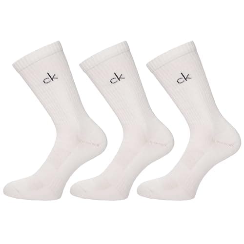 Image of Calvin Klein Mens Golf Crew (3 Pairs) Socks - White - UK 7-11