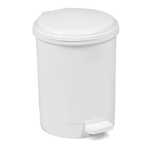 Image of Chabrias 20 Litre Kitchen Pedal Bin with Lid - White Plastic Step-On Waste Bin with Removable Inner Bucket, Large Household Rubbish Bin for Kitchen, Utility Room, Office or Recycling Use - 20L White