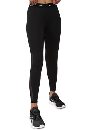Image of Reebok Sh Highrise Mesh Tight – Women's Tights, Womens, Tights, FK5303, Black, XS