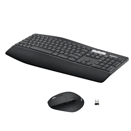 Image of Logitech MK850 Multi-Device Wireless Keyboard and Mouse Combo, 2.4GHz Wireless and Bluetooth, Curved Keyframe & Wireless Mouse, 12 Programmable Keys, 3-Year Battery Life, PC/Mac, QWERTY UK - Graphite