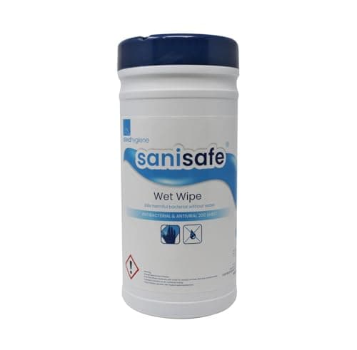 Image of Sanisafe Disinfectant Wipes – 200 Large Wipes per Tub – Food Safe, EN1276 & EN14476 Tested – Antiviral, Antibacterial – Pack of 1/2/4 (200 Count (Pack of 1))