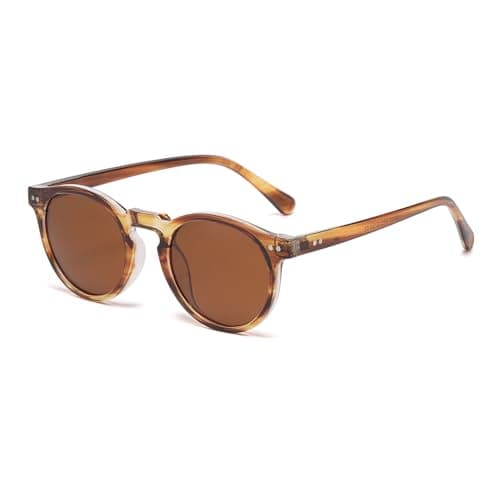 Image of YAMEIZE Vintage Polarized Small Round Sunglasses - for Women Men Classic Style Tinted Round Glasses Shades UV400 Protection Driving Outdoor