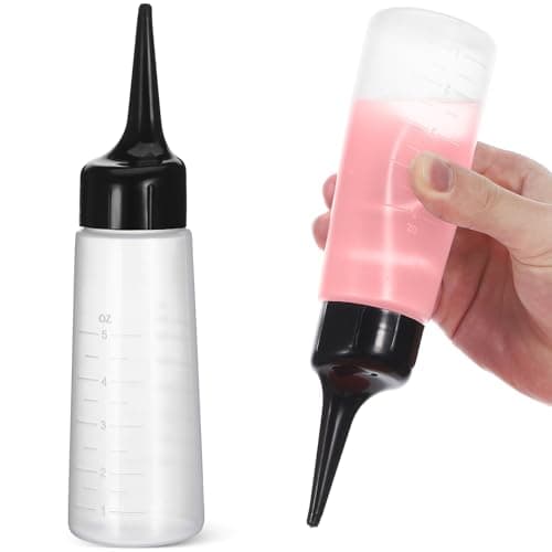 Image of POPETPOP Empty Applicator Bottle with Black Slant Tip and Scale, 250ml Squeeze Applicator Bottle for Hair Coloring and Highlighting, Precise Dye Dispensing Tool for Salon and Home Use