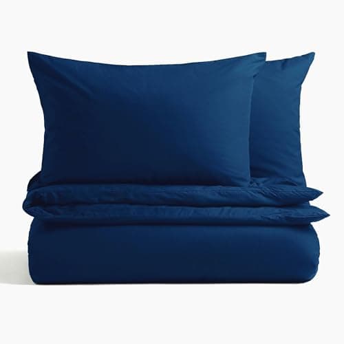 Image of MAGNA COLLECTION Single Duvet Cover Set - Hotel Quality Bedding Set (135x200cm) with Matching Pillowcase - Soft Brushed Microfibre Polyester Duvet Cover (Navy, Single)