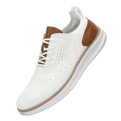 Image of SVNKE Men’s Oxford Shoes Formal Walking Shoes Dress Shoes Classic Non Slip Business Casual Shoes Lace Up Lightweight Sneaker White 9
