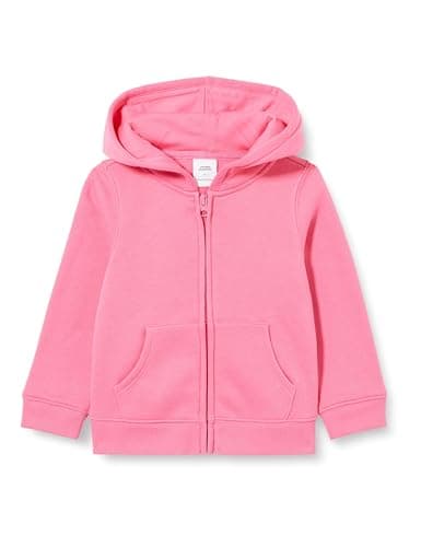 Image of Amazon Essentials Girls' Fleece Zip-Up Hoodie Sweatshirt, Bright Pink, 4 Years