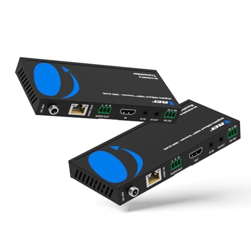 Image of OREI 4K @ 120Hz HDMI over Ethernet Extender Balun - HDBaseT UltraHD 8K@30hz CAT6/7 Cable with HDR, CEC & IR Control, RS-232 Up to 400 Ft Power over Cable Audio Out (BK-EXB400R-K)
