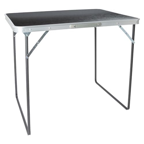 Image of Harbour Housewares Folding Table - 80cm x 60cm - Black - Small Metal Trestle Tables Foldable Portable Side Table for Indoor, Outdoor, Garden, BBQ, Pinic, Dining, Camping