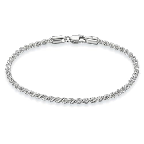 Image of LeCalla 925 Sterling Silver Italian Diamond-Cut Braided Rope Chain Bracelet for Women 7 Inches