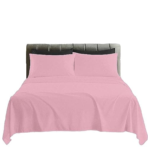 Image of AmigoZone 100% Egyption Cotton 200 Thread Count Flat Sheets, Single - Pink