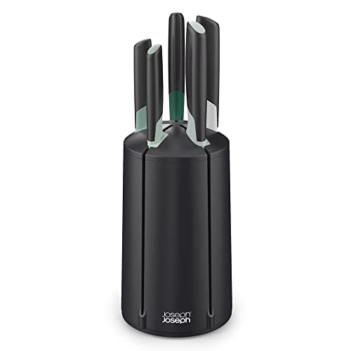 Image of Joseph Joseph Elevate Knives 5-piece Carousel Set, Japanese Stainless Steel Knife Block - Editions - Sage Green and Black, 4