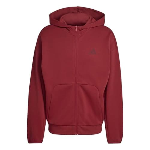 Image of adidas Men's FUTURE ICONS SMALL LOGO FULL-ZIP HOODIE, active maroon, L