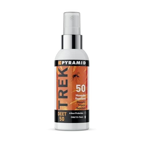 Image of Pyramid Trek 50 Insect Repellent, 50% DEET Max Strength Mosquito Repellent, Up to 6hrs Protection. Unscented, Fast-Drying Spray for Travel, Trekking, Camping & Festivals. Suitable for Age 12+ (60ml)