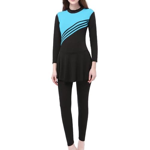 Image of Women Long Sleeve Swimsuit Muslim Swimwear One Piece Burkini Full Cover Modest Swimming Costume Islamic Arab Bathing Suit with Hijab Breathable & Quick-Dry Contemporary Minimalist