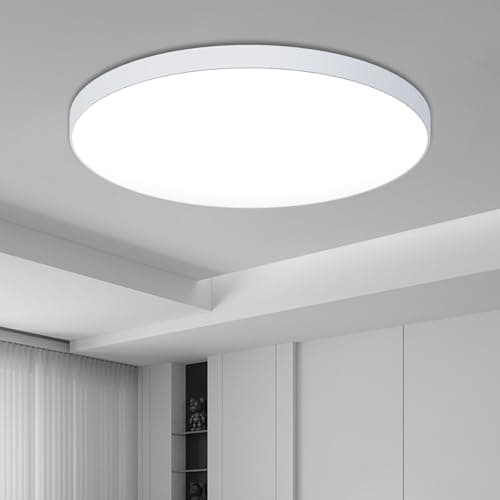 Image of Bathroom Light 6500K Cool White, 24W 2400LM Ceiling Lights LED, 200W Equivalent, Waterproof IP44, Non-dimmable, Round Flush Ceiling Light For Bedroom,Kitchen, Hallway, Toilet, Ø28cm, Pack of 1