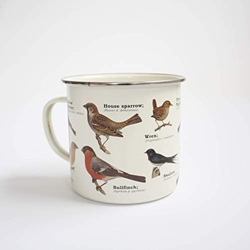 Image of Gift Republic Ecologie Garden Birds Enamel Mug, Aluminum, Multicolor ,GR270086, 450 milliliters