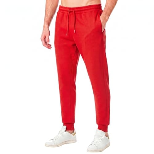 Image of RIPT Men’s Fleece Joggers with Drawstring Waist Cuffed Tracksuit Bottoms with Pockets Soft Touch Sweatpants for Gym & Loungewear (Red, S)