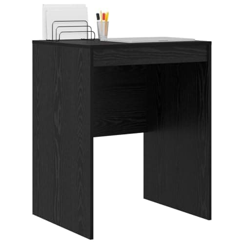 Image of vidaXL Desk Black oak 60 x 50 x 76 cm Engineered wood, Living Room, Rectangular, Modern, Durable, Ample Storage, Compact Desk, Writing, Student, Functional