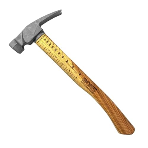 Image of Boss Hammer 16 oz. Ti64 Construction Grade Titanium Hammer - Tennessee Hickory Handle - Framing Square, Rip Claw Design, Magnetic Nail Starter, Smooth Face - Made in the USA - BH16TIHI18S