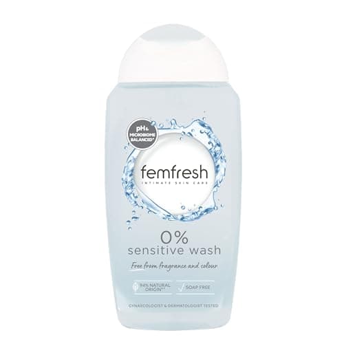 Image of Femfresh 0% Sensitive Intimate Wash, Feminine Hygiene Shower & Bath Gel Cleanser, pH Balanced, Soap & Fragrance Free Feminine Wash, Vegan Formula with Lotus Flower Extract, 250ml