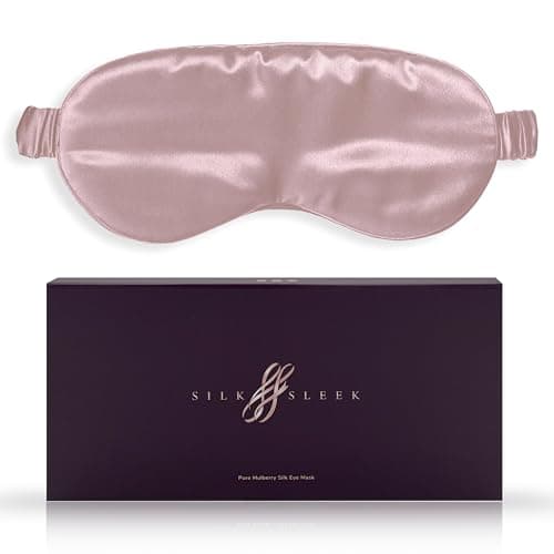 Image of SILKSLEEK Eye Mask for Sleeping, 22 Momme Pure Mulberry Silk Sleep Mask Filled with 100% Pure Silk, Travel Essentials, Super Soft & Comfortable Blackout Eye Mask in Gift Box… (Blush Pink)