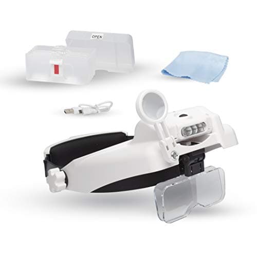 Image of Lightcraft Professional LED Headband Magnifier with Bi-Plate Magnification & Loupe, LC1769USB