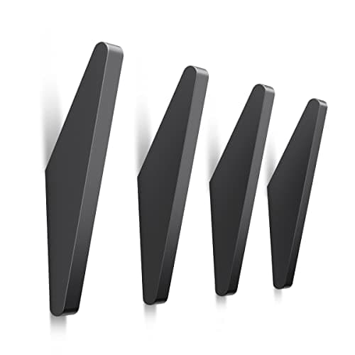 Image of GUWINA Coat Hooks Wall Mounted, 4 Black Single Modern Coat Hooks for Wall, Triangle Coat Pegs Heavy Duty for Hanging Jacket Robe, Bathroom Towel Hooks for Door Hallway Kitchen, Matte Black