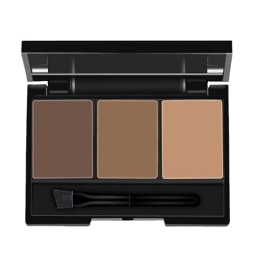 Image of 3-Color Eyebrow Powder Kit,Eyebrow Palette With Brush And Mirror,Natural Waterproof Long Lasting Make-Up Palette,Filling & Sculpting Brows in Dark,Medium,Light Brown Shades,For Eyeshadow,Nose Shadow