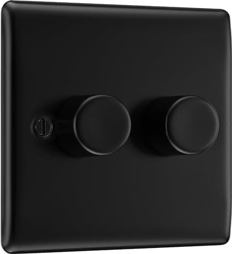 Image of BG Electrical Intelligent Double Wall Dimmer Switch, 2 Way, Raised Profile, Round Edges, Nexus Metal, Matt Black, 200W, NFB82