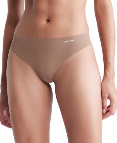 Image of Calvin Klein Women's Thong 3pk 000qd3558e Thong Briefs, Mauve Brown, L