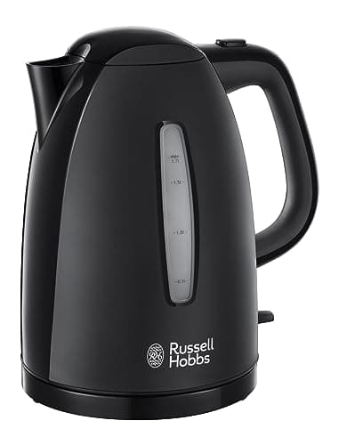 Image of Russell Hobbs Textures Electric 1.7L Cordless Kettle (Fast Boil 3KW, Black Premium Plastic, matt & high Gloss Finish, Removable Washable Anti-Scale Filter, Push to Open lid, Perfect Pour spout) 21271