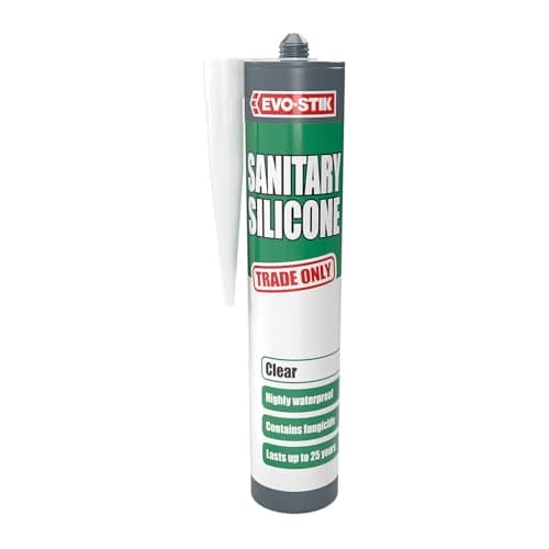 Image of EVO-STIK Sanitary Silicone Sealant Clear - For Kitchens and Bathrooms - Waterproof & Mould Resistant
